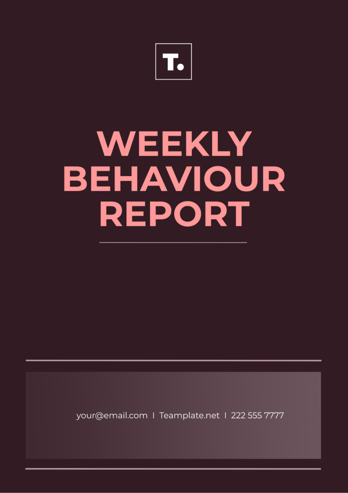 Weekly Behavior Report Template