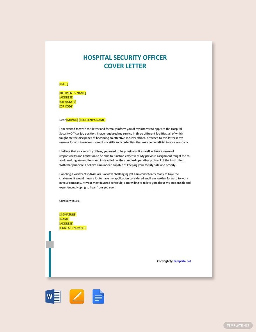 Hospital Security Officer Cover Letter
