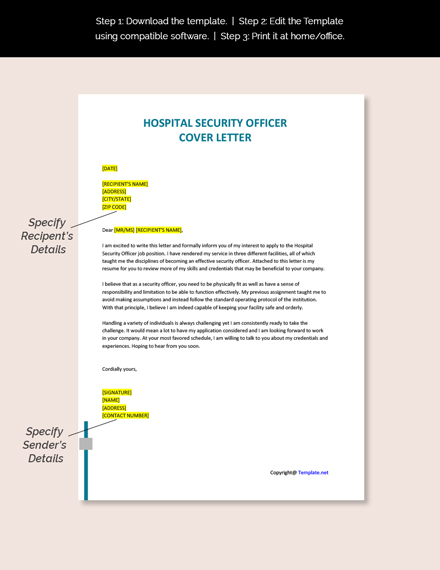 Hospital Security Officer Cover Letter Template