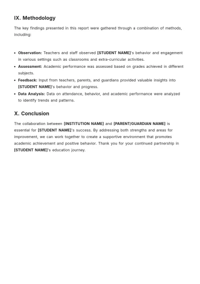 Free Student Weekly Behaviour Report Template to Edit Online