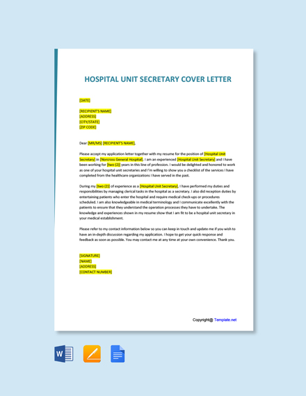 cover letter hospital management