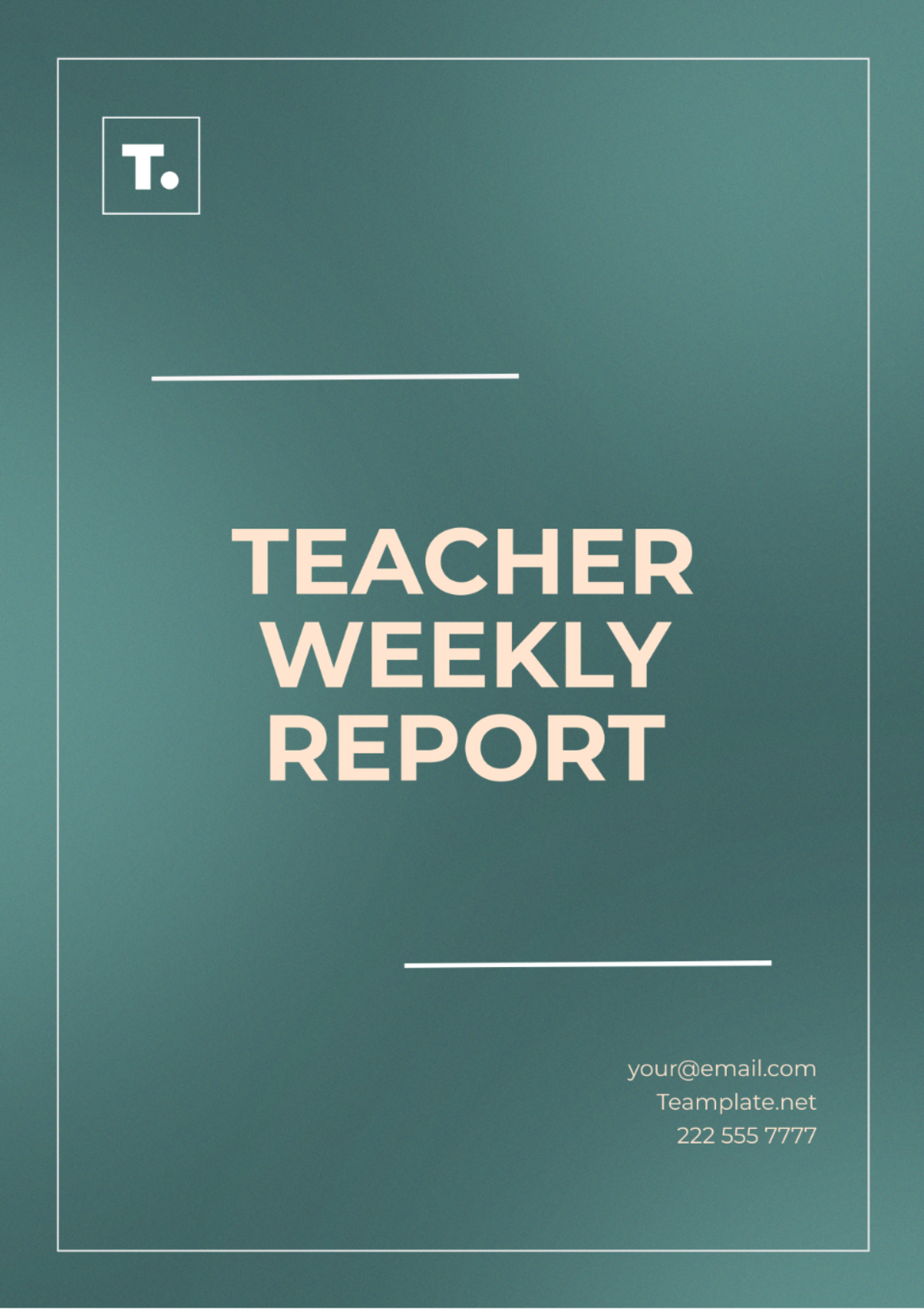 Teacher Weekly Report Template