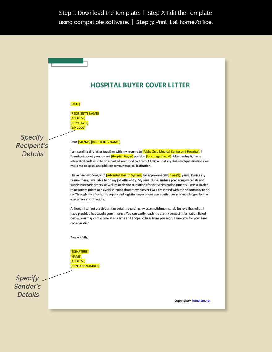 Hospital Buyer Cover Letter