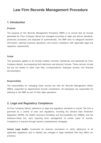 Free Law Firm Records Management Procedure Template to Edit Online