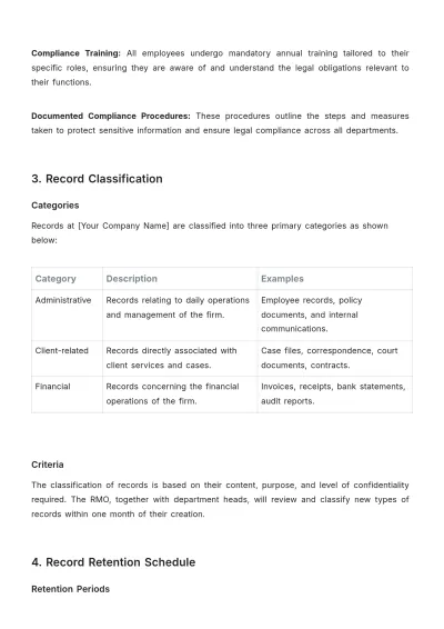Free Law Firm Records Management Procedure Template to Edit Online