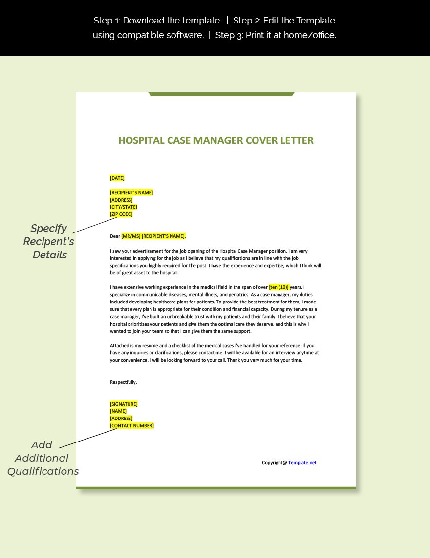 Hospital Case Manager Cover Letter