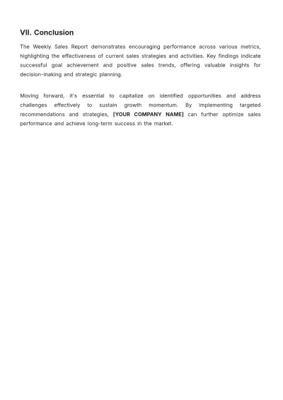 Free Sales Weekly Report Printable Template to Edit Online