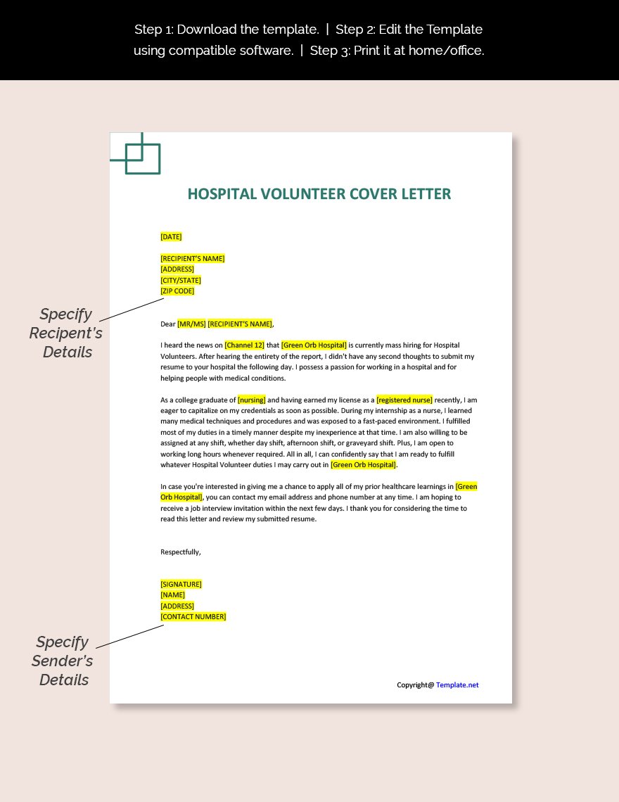 hospital volunteering application letter sample pdf