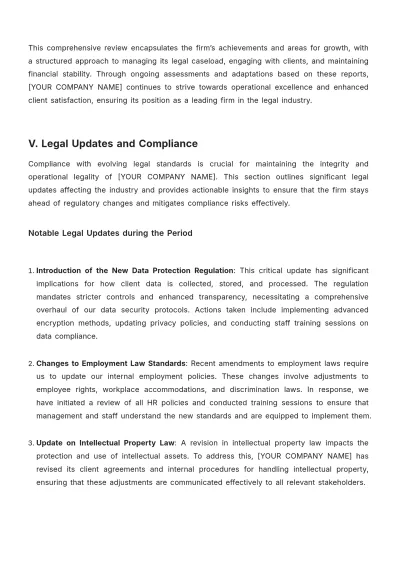 Free Law Firm Action Report Template to Edit Online