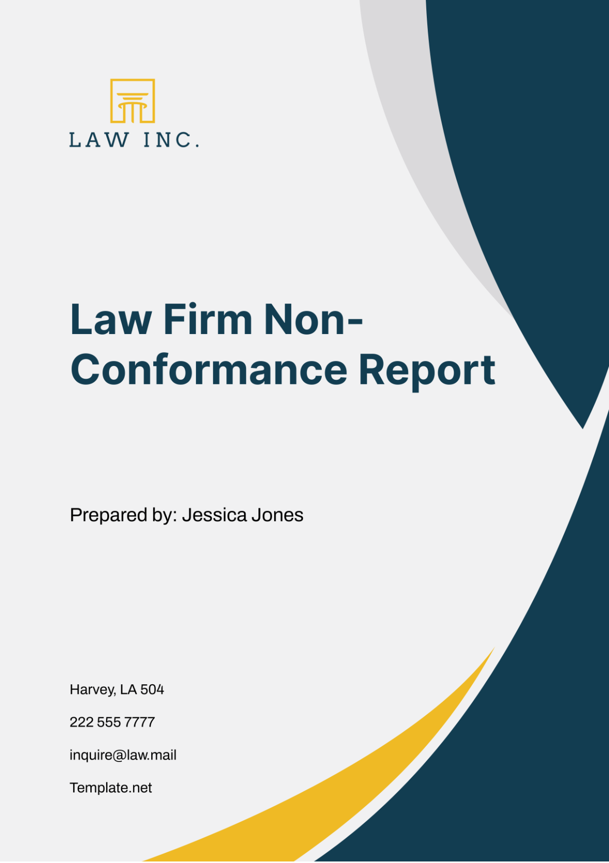 Law Firm Non-Conformance Report Template