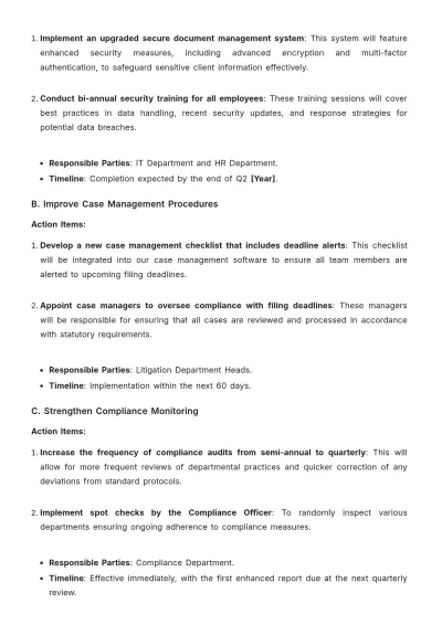 Free Law Firm Non-Conformance Report Template to Edit Online