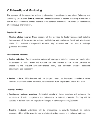 Free Law Firm Non-Conformance Report Template to Edit Online