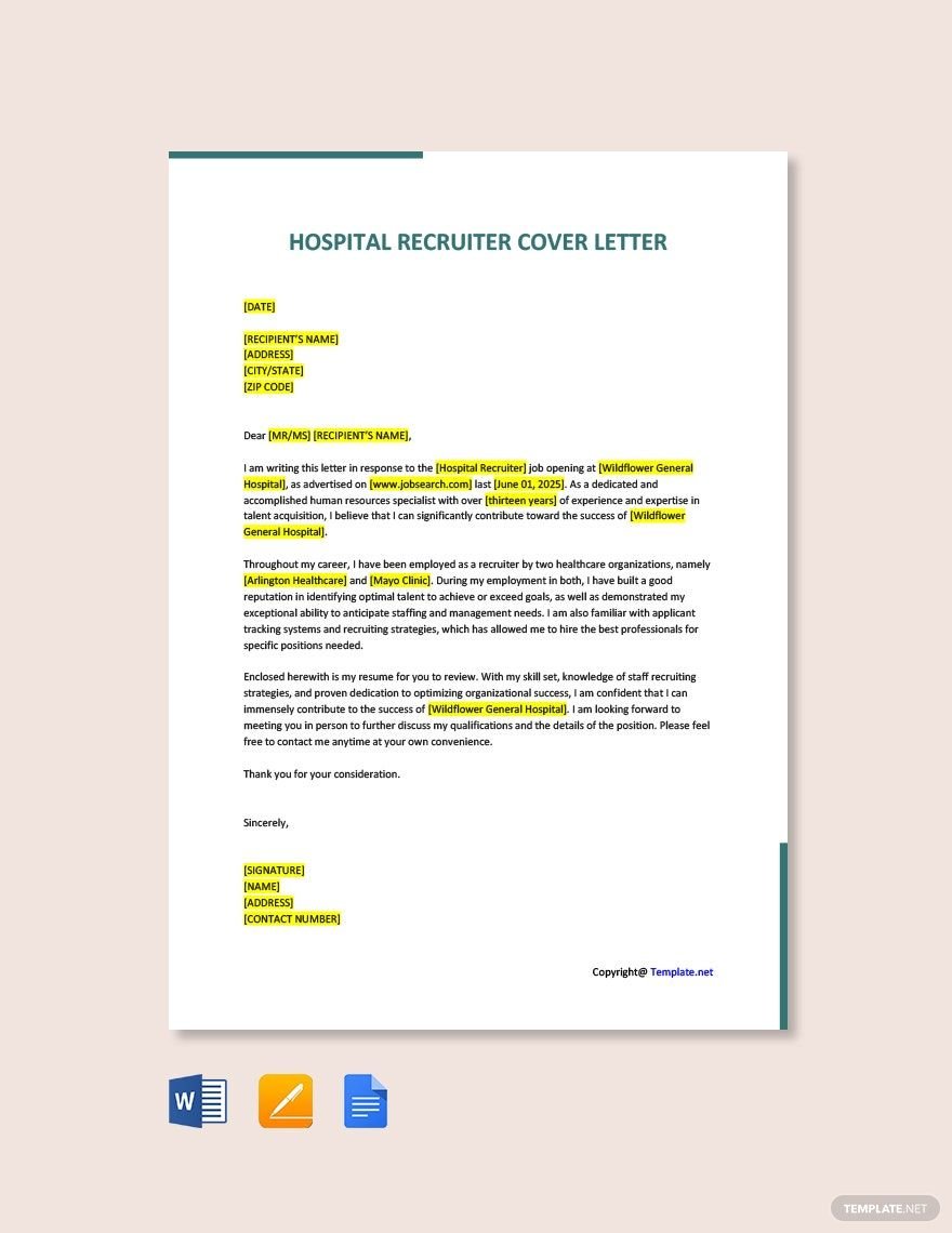 Hospital Recruiter Cover Letter