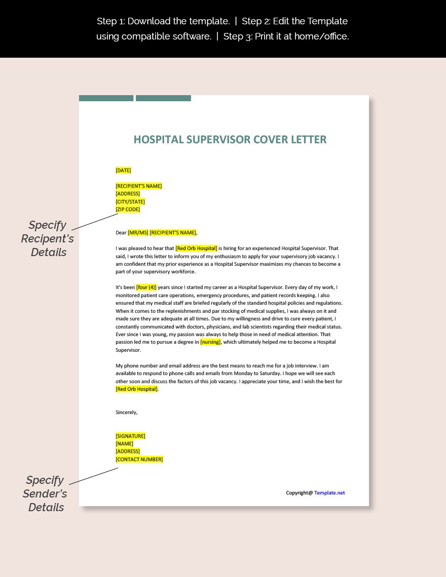 healthcare supervisor cover letter