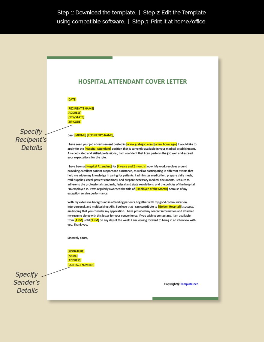 sample cover letter for hospital orderly