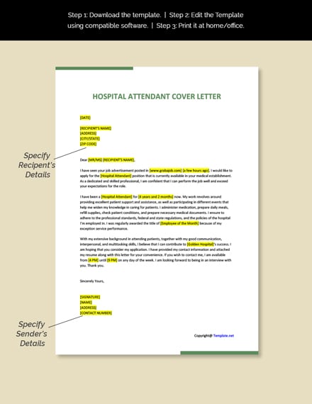 Hospital Attendant Cover Letter Template