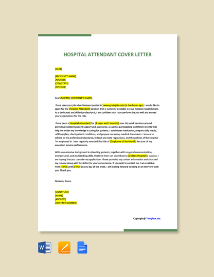 Hospital Attendant Cover Letter 