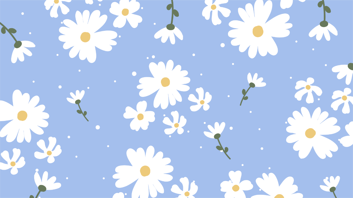 White Flowers Blue Background