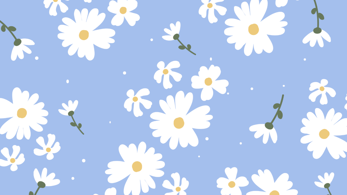 White Flowers Blue Background