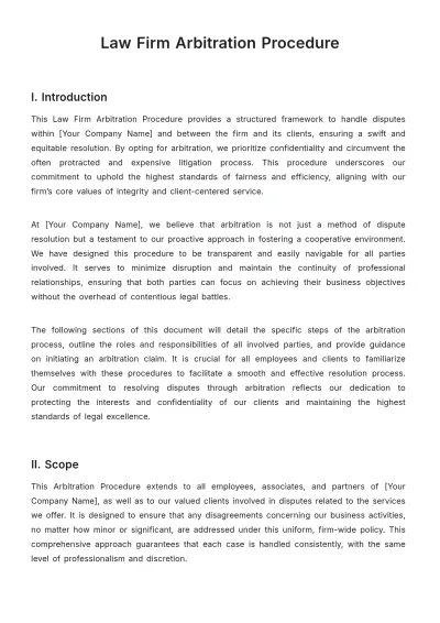 Free Law Firm Arbitration Procedure Template to Edit Online