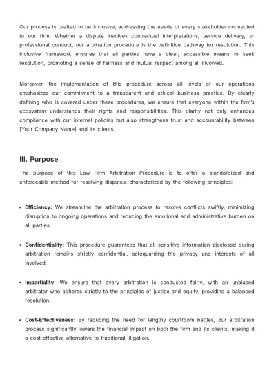 Free Law Firm Arbitration Procedure Template to Edit Online
