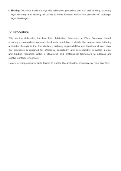 Free Law Firm Arbitration Procedure Template to Edit Online