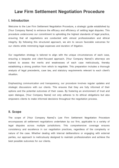 Free Law Firm Settlement Negotiation Procedure Template to Edit Online