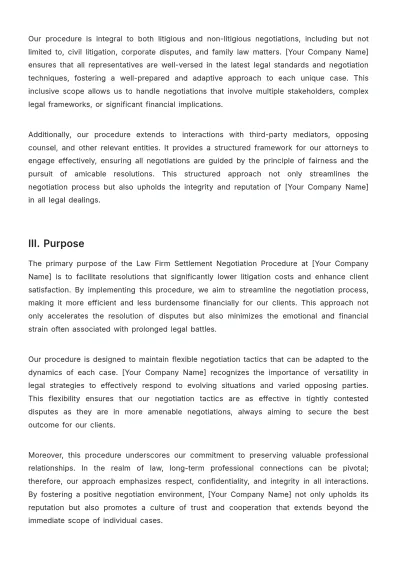 Free Law Firm Settlement Negotiation Procedure Template to Edit Online