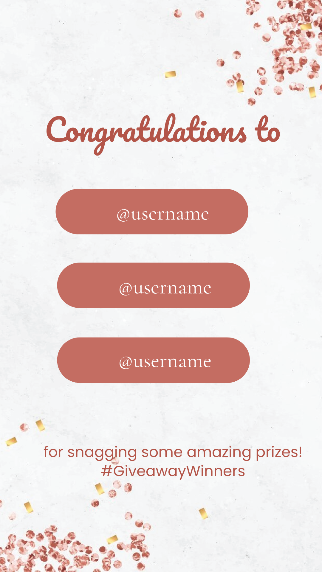 Congratulations to Giveaway Winners Instagram Story Template