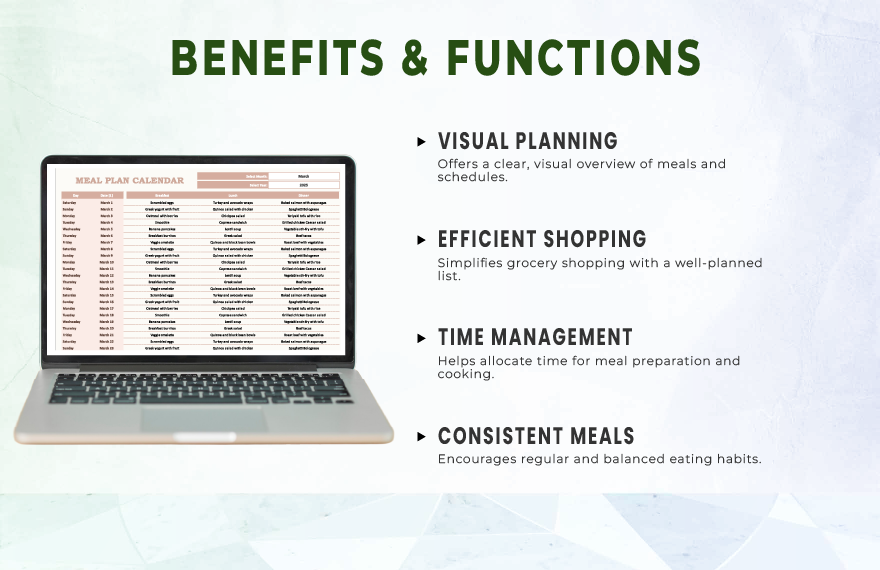 Meal Plan Calendar Template