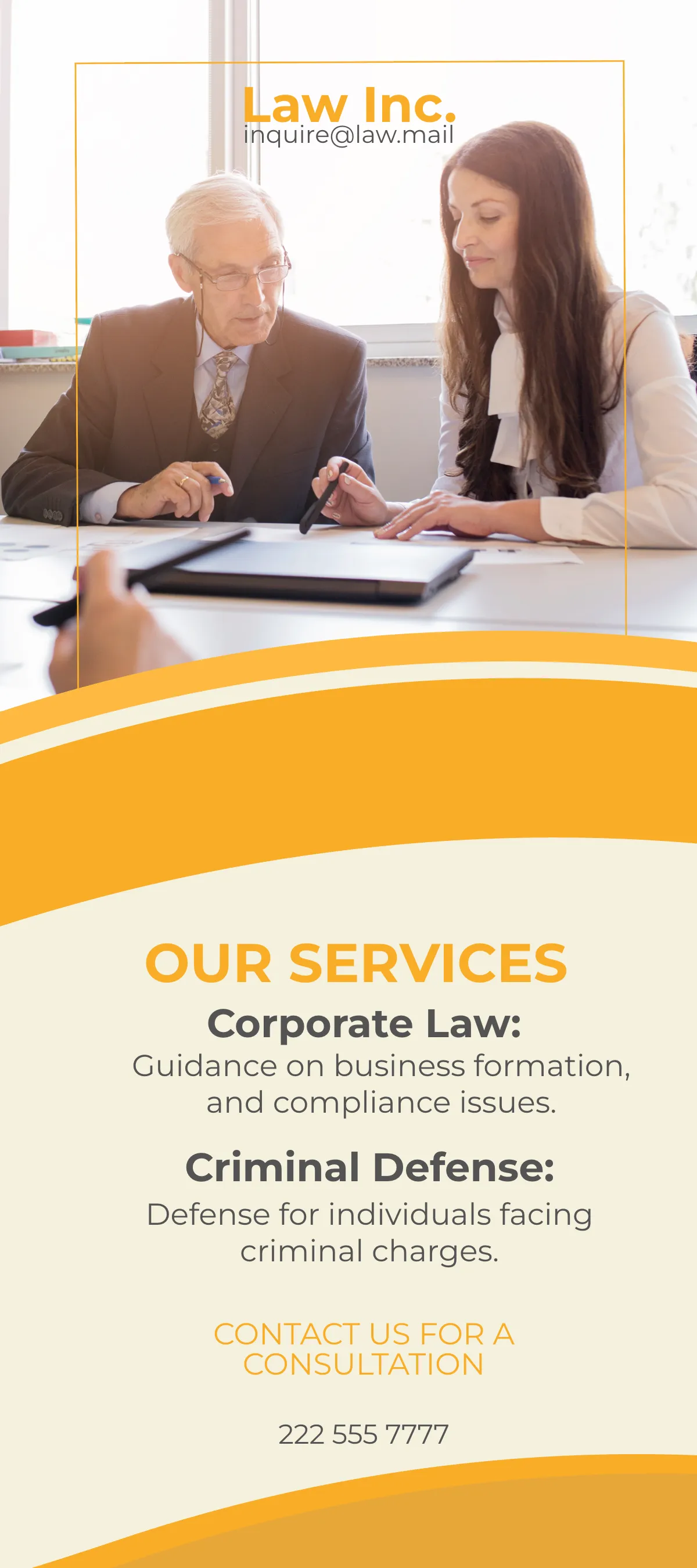Free Law Firm Service Rack Card Template to Edit Online