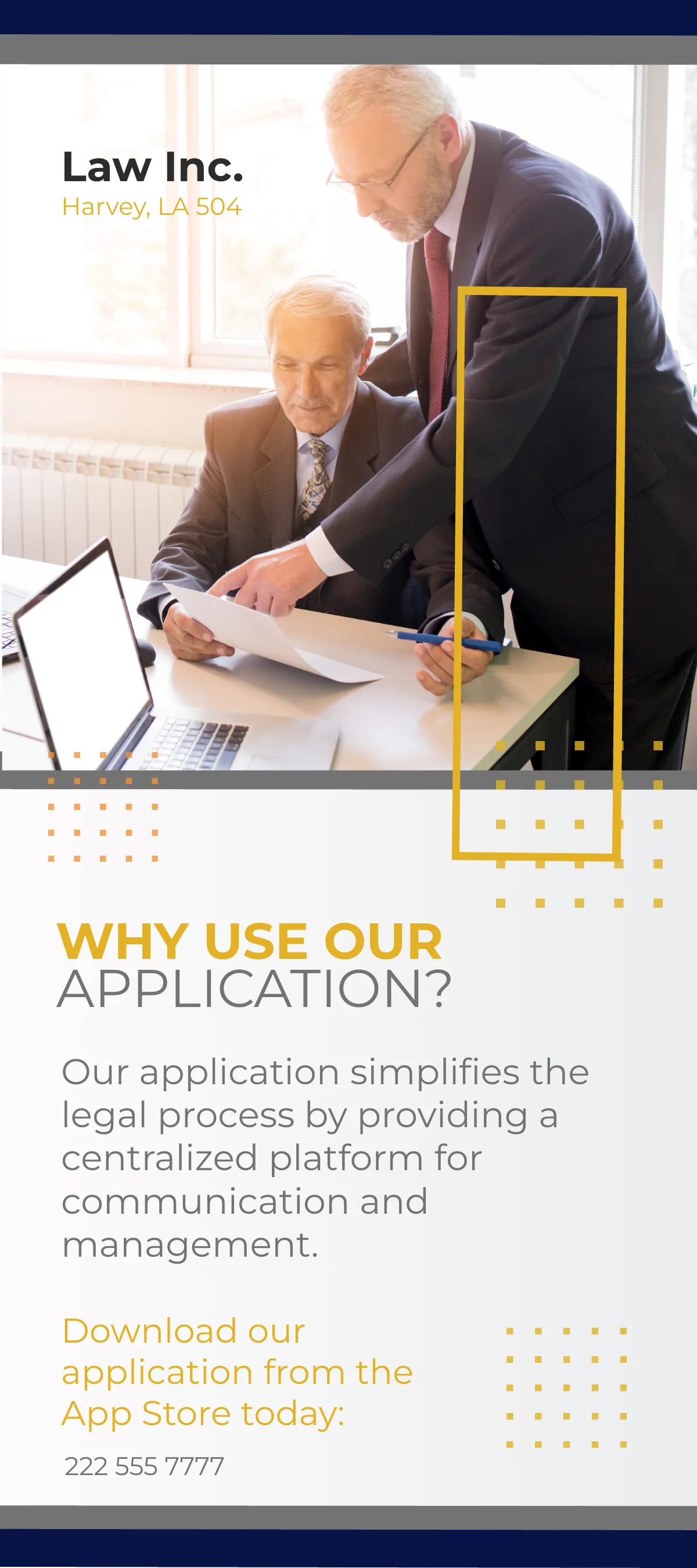 Free Law Firm Application Rack Card Template to Edit Online