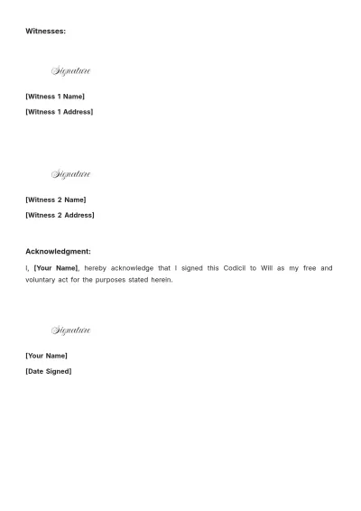 Free Oregon Codicil to Will Template to Edit Online