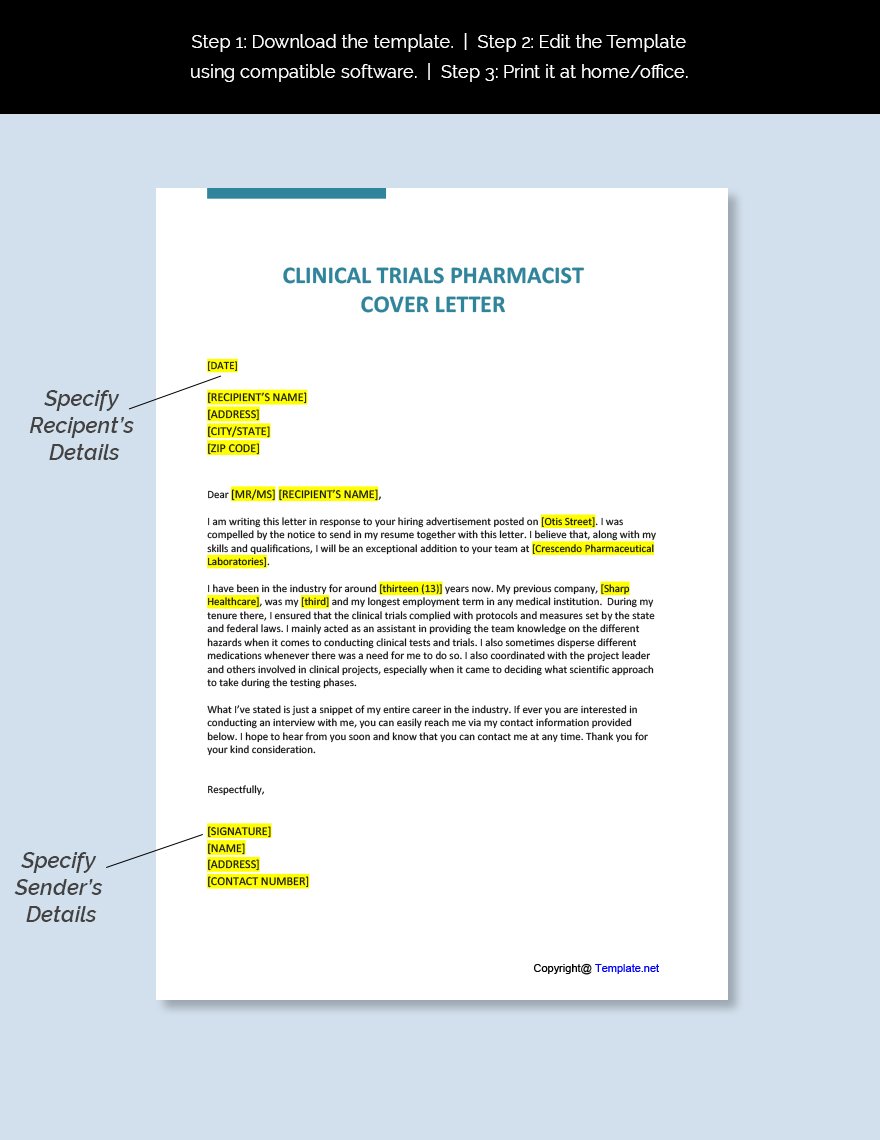Clinical Trials Pharmacist Cover Letter