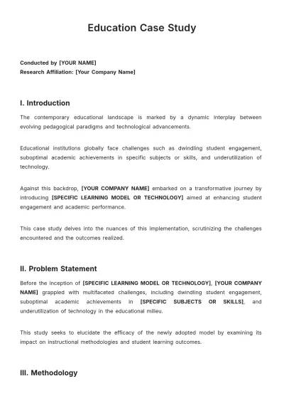 Free Education Case Study Template to Edit Online