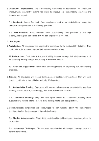 Free Law Firm Sustainability Initiative Procedure Template to Edit Online