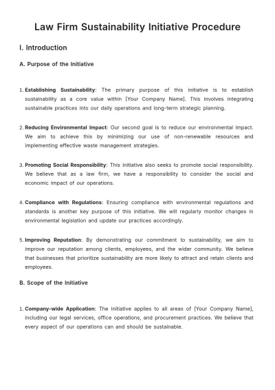 Free Law Firm Sustainability Initiative Procedure Template to Edit Online