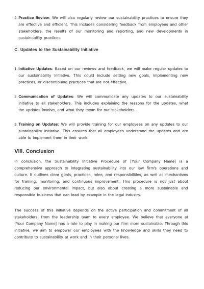 Free Law Firm Sustainability Initiative Procedure Template to Edit Online