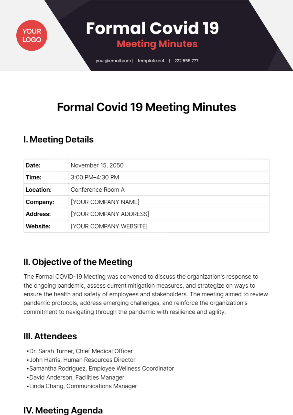 Formal Covid 19 Meeting Minutes Template - Edit Online & Download