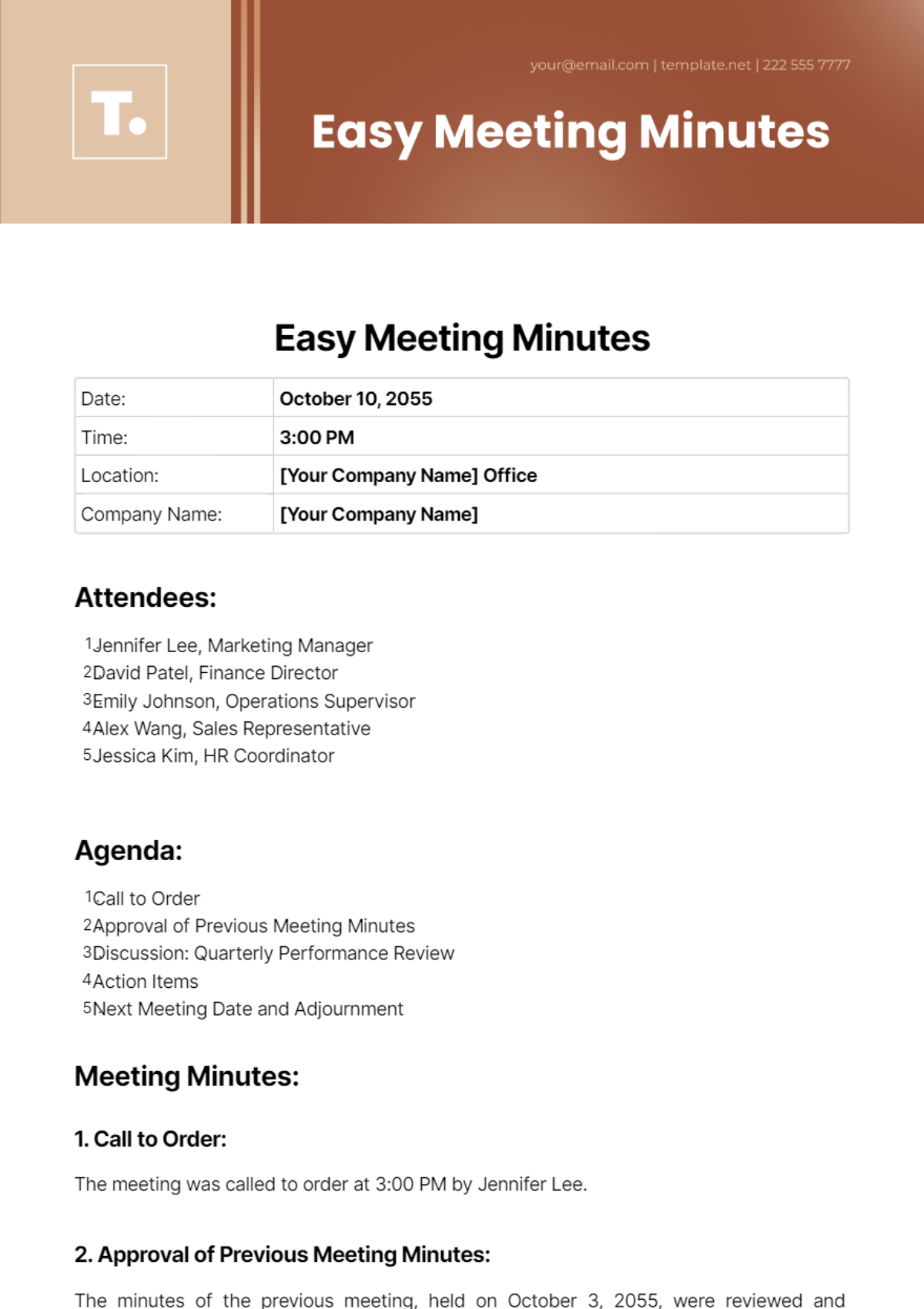 Easy Meeting Minutes Template