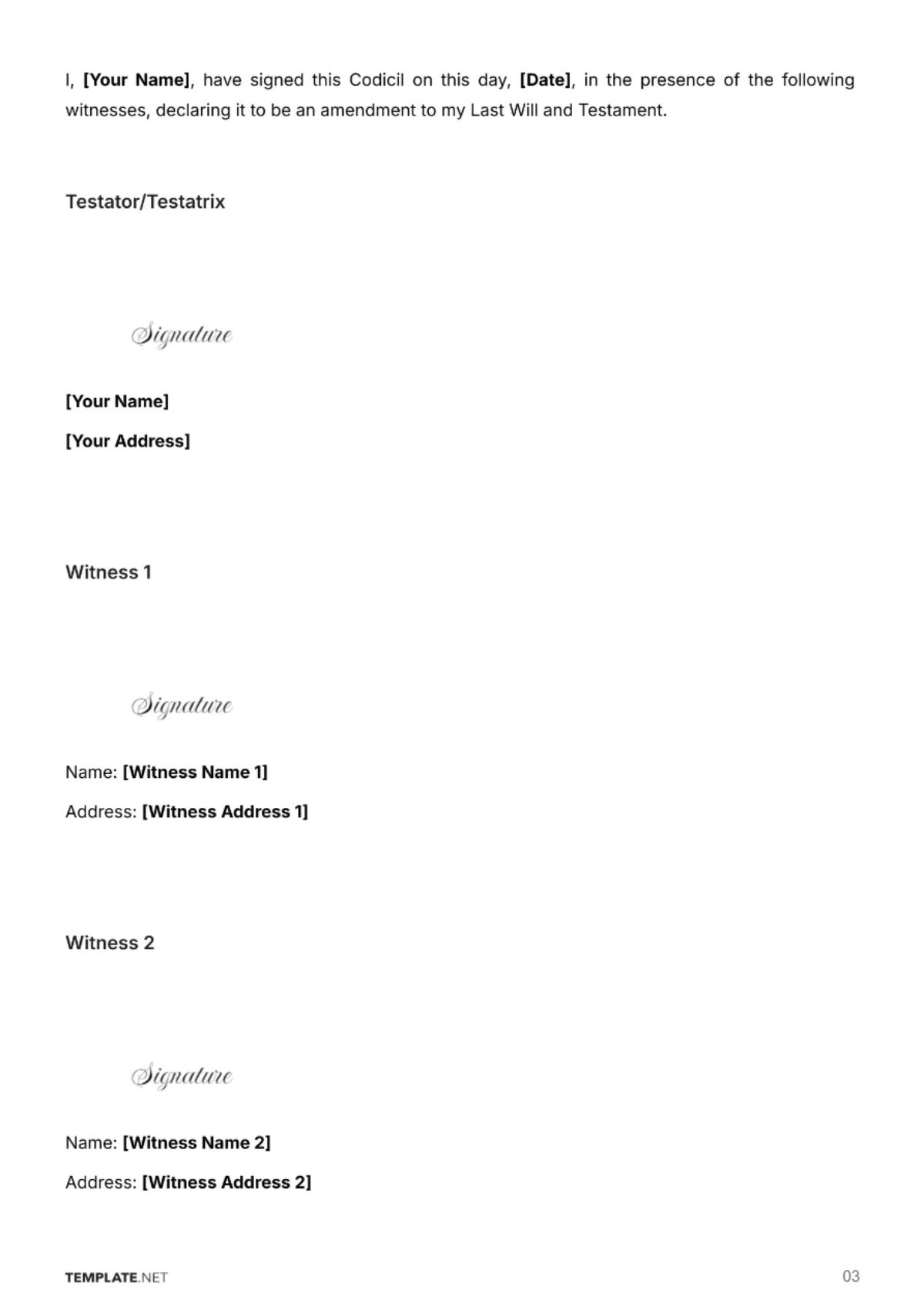 Free Arkansas Codicil to Will Template to Edit Online