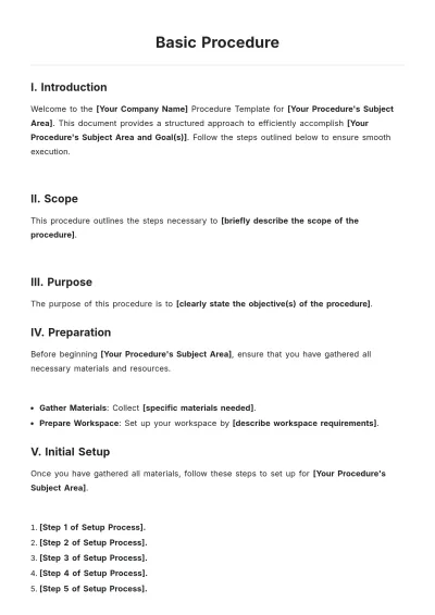 Free Basic Procedure Template to Edit Online