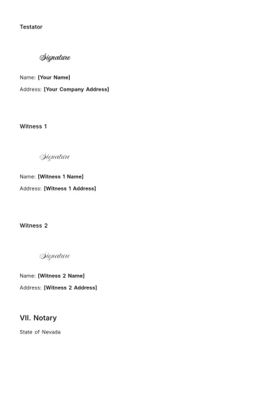Free Nevada Codicil to Will Template to Edit Online