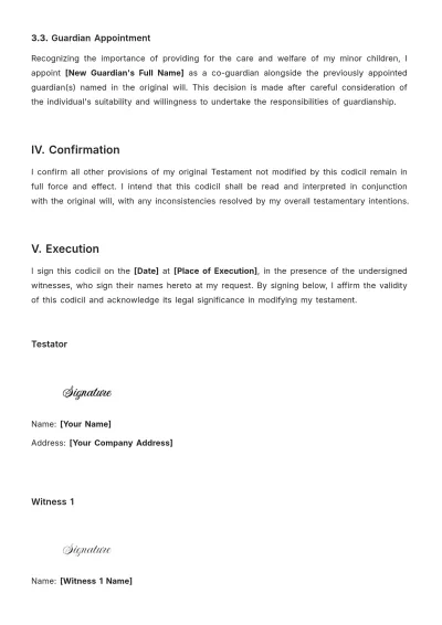 Free New Hampshire Codicil to Will Template to Edit Online