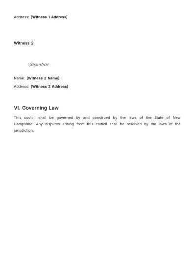 Free New Hampshire Codicil to Will Template to Edit Online