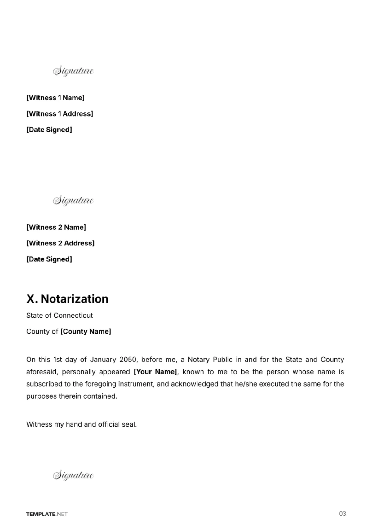 Free Connecticut Codicil to Will Template to Edit Online