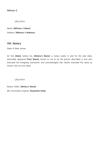 Free New Jersey Codicil to Will Template to Edit Online