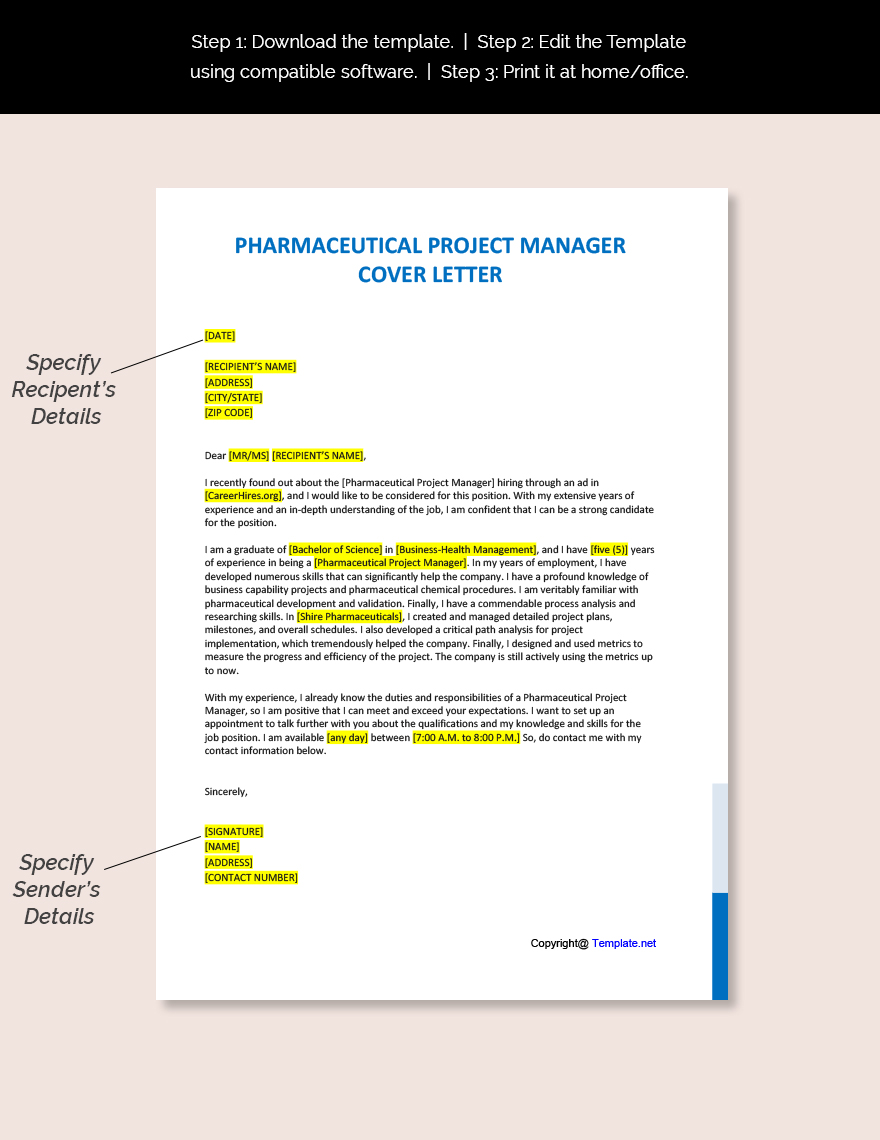 cover letter to pharmaceutical company