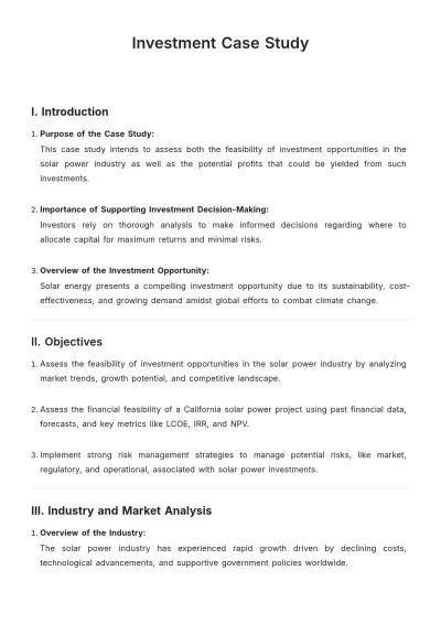 Free Investment Case Study Template to Edit Online