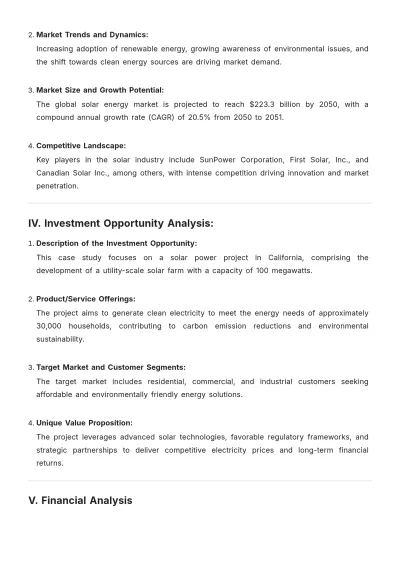 Free Investment Case Study Template to Edit Online